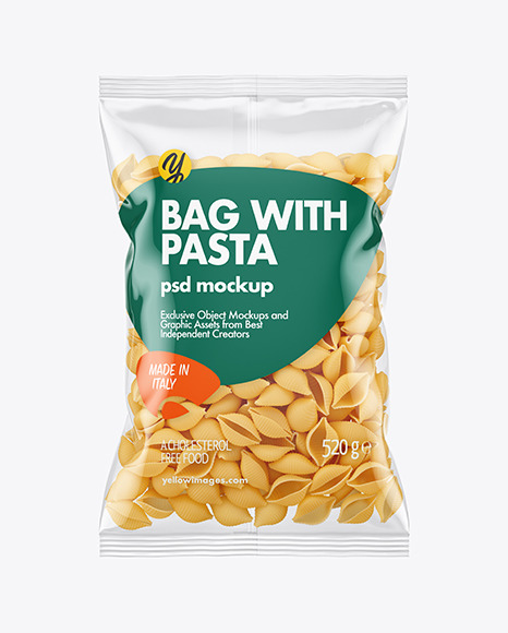Plastic Bag With Conchiglie Pasta Mockup