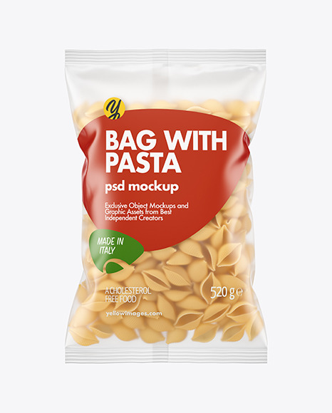 Matte Plastic Bag With Conchiglie Pasta Mockup