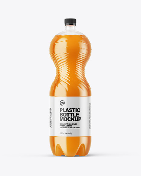 PET Bottle with Peach Drink Mockup