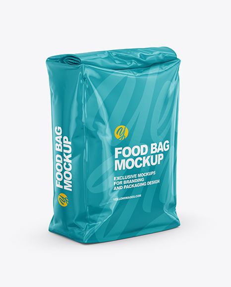 Glossy Food Bag Mockup - Half Side View
