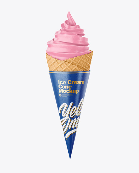 Ice Cream Cone with Waffle Mockup - Front View