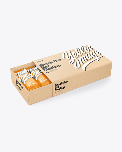 Kraft Paper Box with Snack Bars Mockup