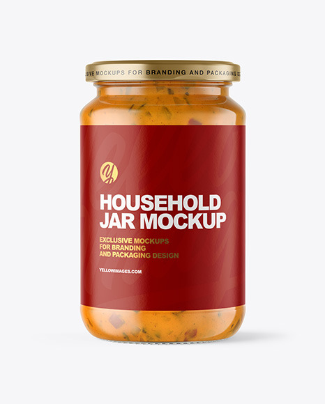 Clear Glass Jar with Chipotle Sauce Mockup