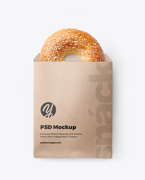 Paper Pack with Donut with Sesame Seeds Mockup