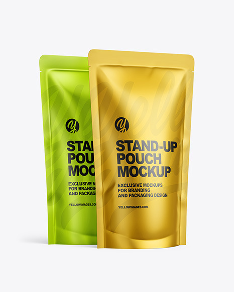 Two Metallic Stand-up Pouches Mockup