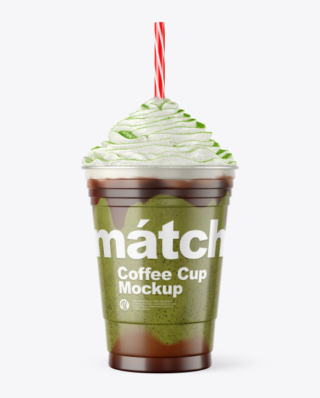 Coffee Cup with Matcha Powder Topping Mockup