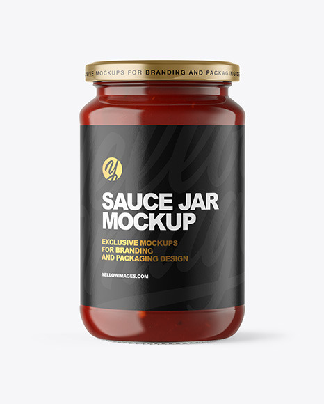 Clear Glass Jar with Red Sauce Mockup