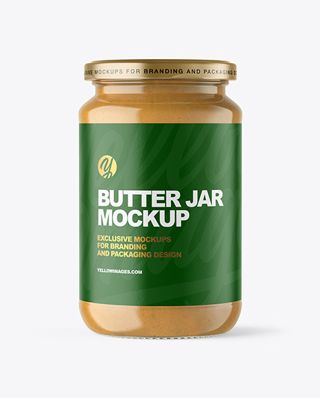 Clear Glass Jar with Peanut Butter Mockup