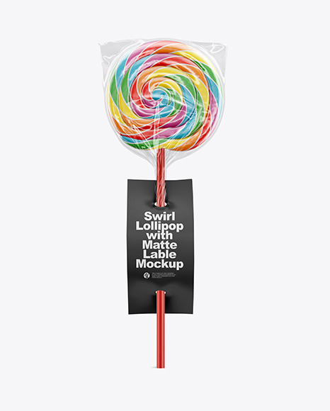 Swirl Lollipop with Stick Label Mockup