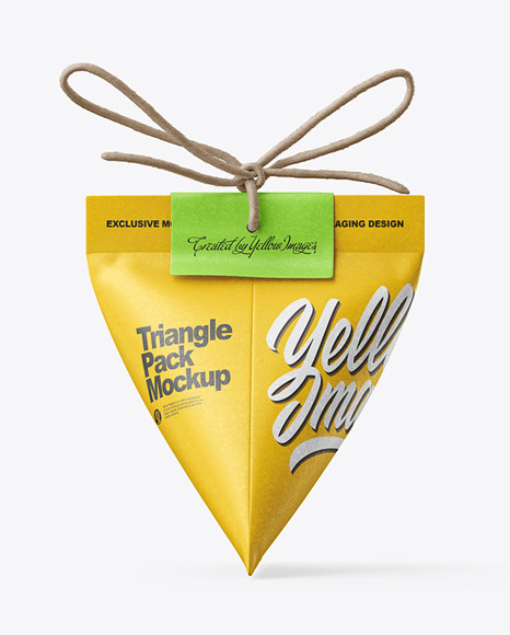 Triangle Kraft Paper Pack With Rope Bow Mockup