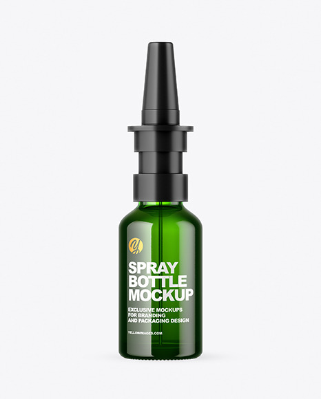 Green Glass Nasal Spray Bottle Mockup