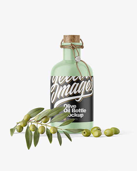 Matte Ceramic Olive Oil Bottle Mockup