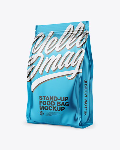 Metallic Stand-Up Bag Mockup - Half Side View