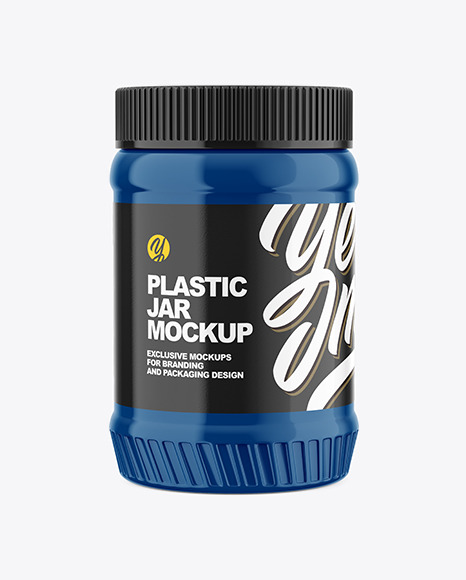 Glossy Plastic Jar Mockup - Front View