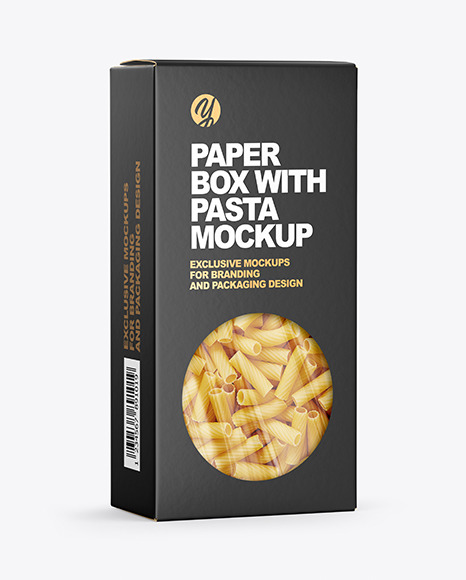 Paper Box with Tortiglioni Pasta Mockup