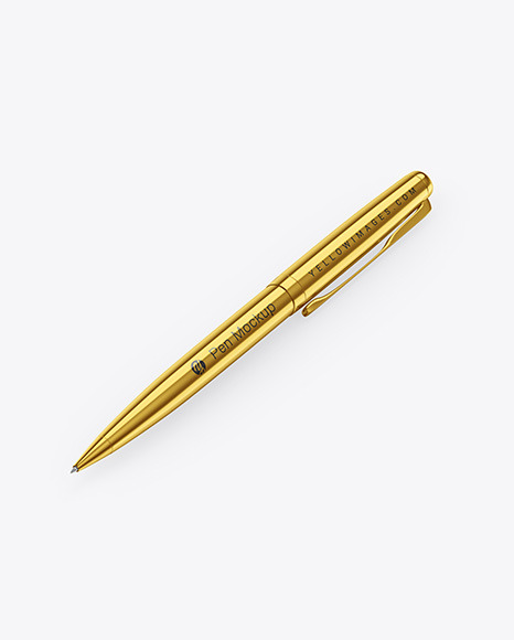 Glossy Metallic Pen Mockup