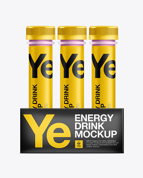 Energy Drink Tubes W/ Box Mockup