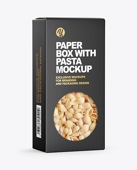 Paper Box with Conchiglie Rigate Pasta Mockup