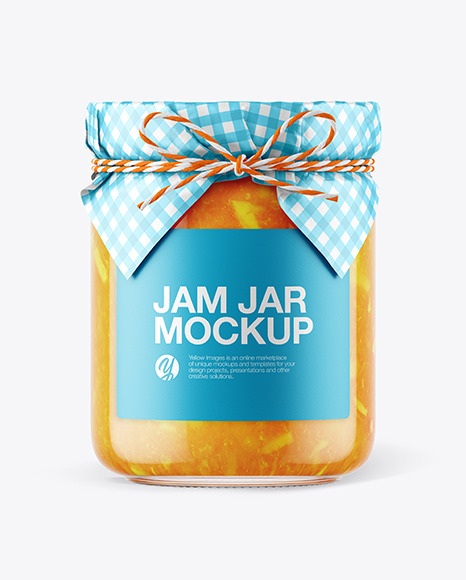 Glass Orange Jam Jar with Paper Cap Mockup
