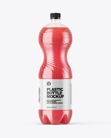 PET Bottle with Pink Grapefruit Drink Mockup