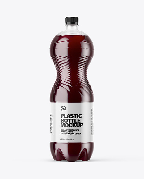 PET Bottle with Red Grape Drink Mockup