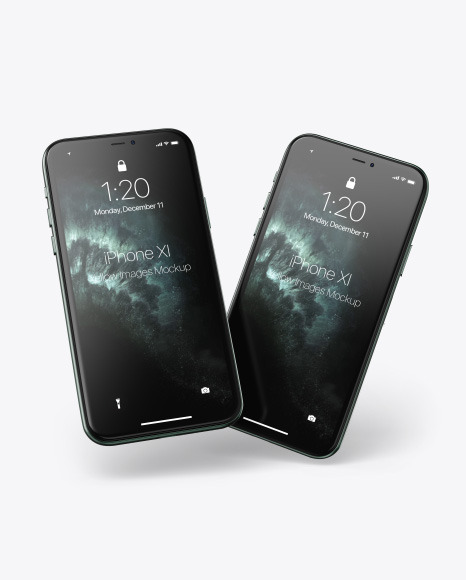 Two Apple iPhones 11 Pro Mockup