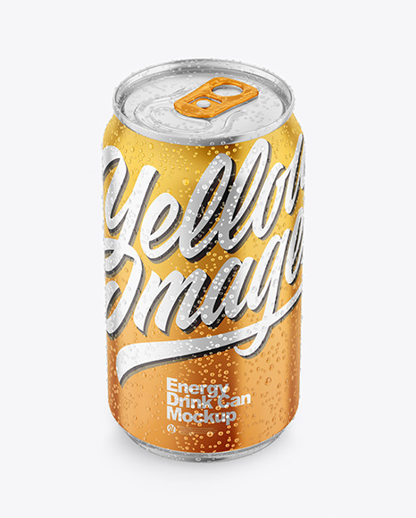 Matte Metallic Drink Can With Condensation Mockup