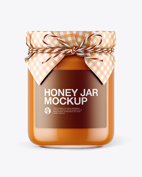 Glass Creamed Honey Jar with Paper Cap Mockup