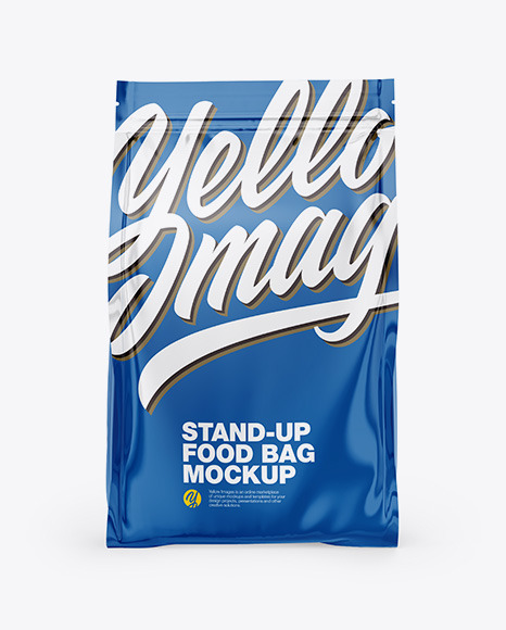 Glossy Stand-Up Bag Mockup - Front View