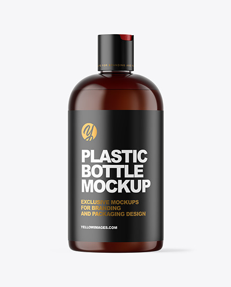 Amber Plastic Cosmetic Bottle Mockup