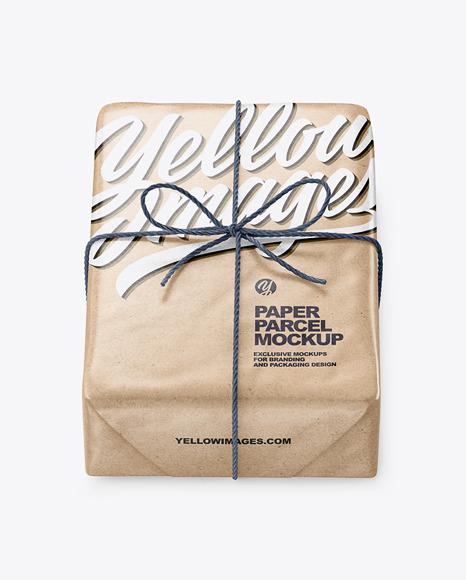 Kraft Paper Parcel With Row Bow Mockup