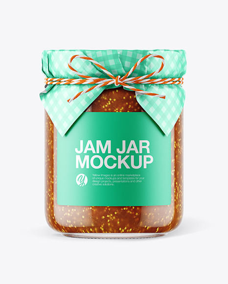 Glass Fig Jam Jar with Paper Cap Mockup
