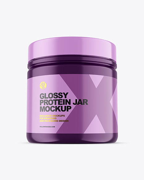 Glossy Protein Jar w/ Shrink Sleeve Mockup