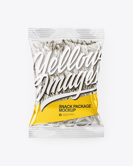Clear Transparent Plastic Pack with White Sunflower Seeds Mockup - Top View
