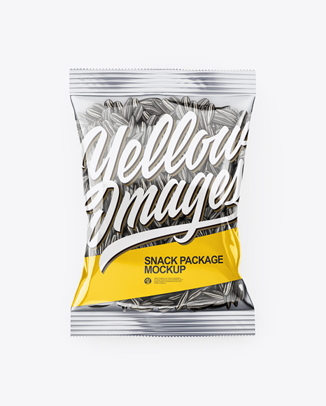Clear Transparent Plastic Pack With Black Sunflower Seeds Mockup - Top View