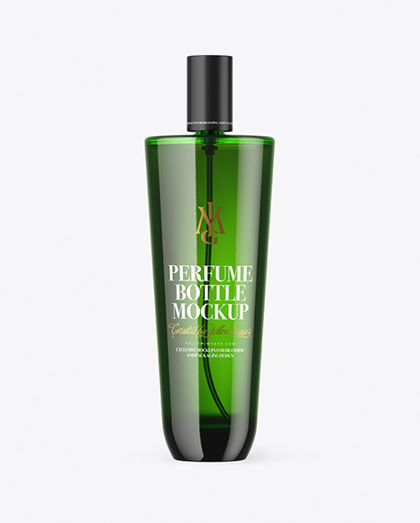 Green Glass Perfume Bottle Mockup