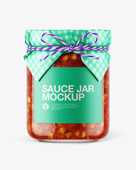 Glass Bruschetta Sauce Jar with Paper Cap Mockup