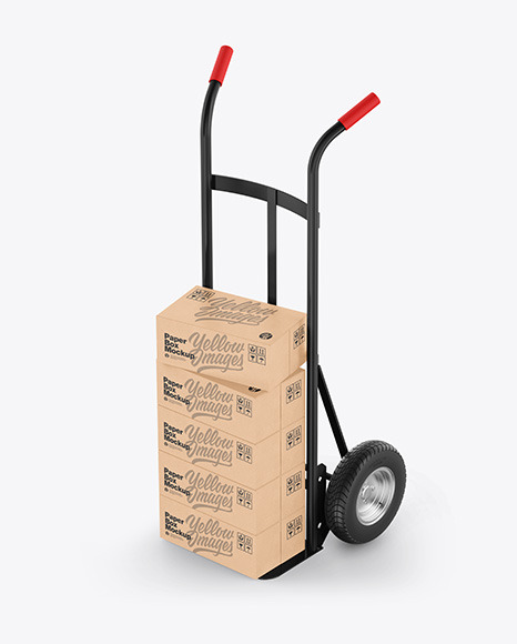 Hand Truck With Kraft Boxes Mockup