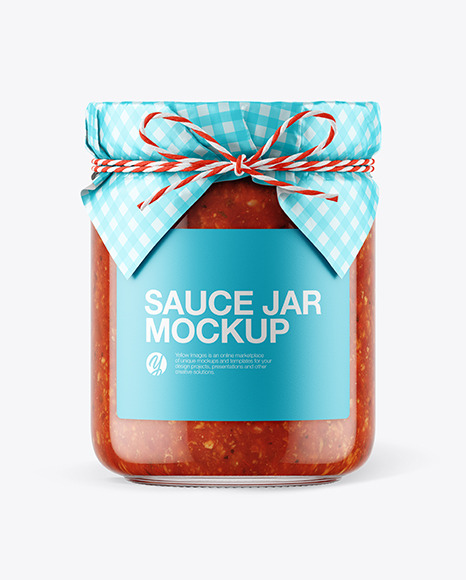 Glass Tomato Meat Sauce Jar with Paper Cap Mockup