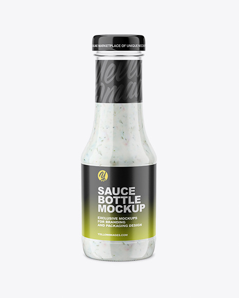 Clear Glass Sauce Bottle Mockup