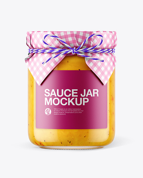 Glass Curry Sauce Jar with Paper Cap Mockup