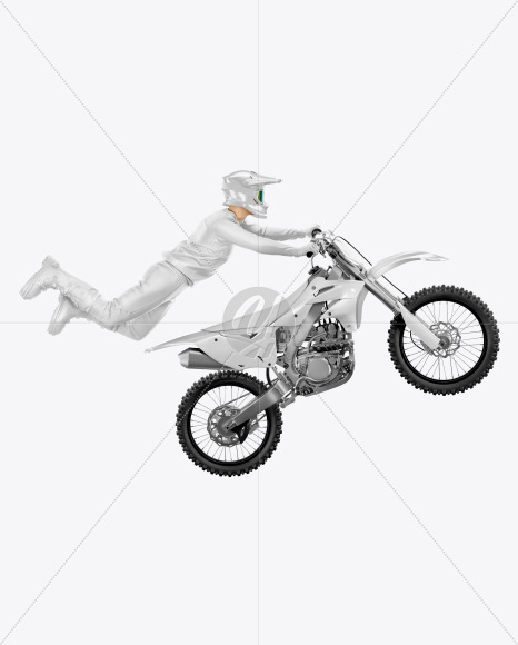 Flying Motocross Racer w/ Bike Mockup
