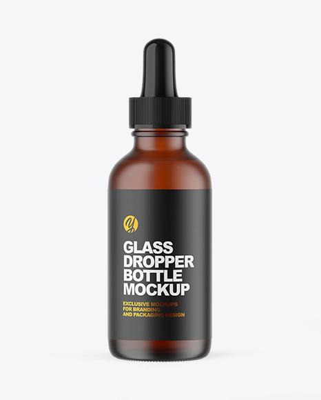 Frosted Amber Glass Dropper Bottle Mockup