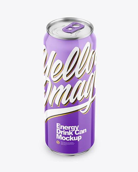 Metallic Drink Can With Glossy Finish Mockup