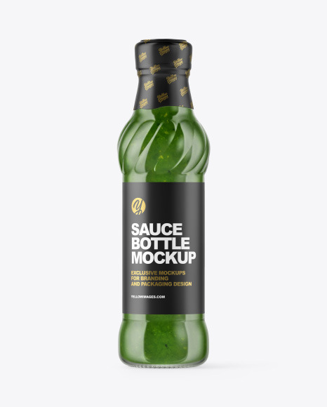 Glass Bottle with Pesto Sauce Mockup