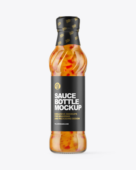 Glass Bottle with Sweet Chili Sauce Mockup