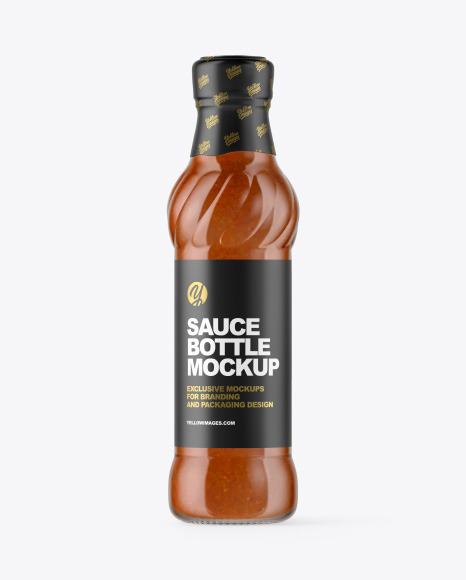 Glass Bottle with Chili Sauce Mockup