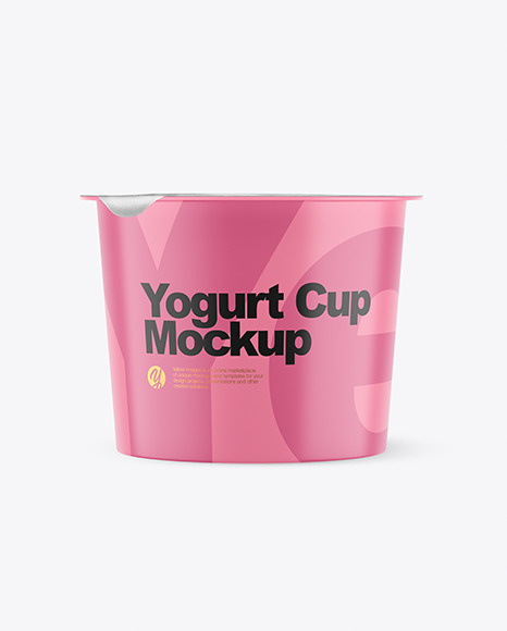 Matte Plastic Yogurt Cup With Foil Lid Mockup - Front View