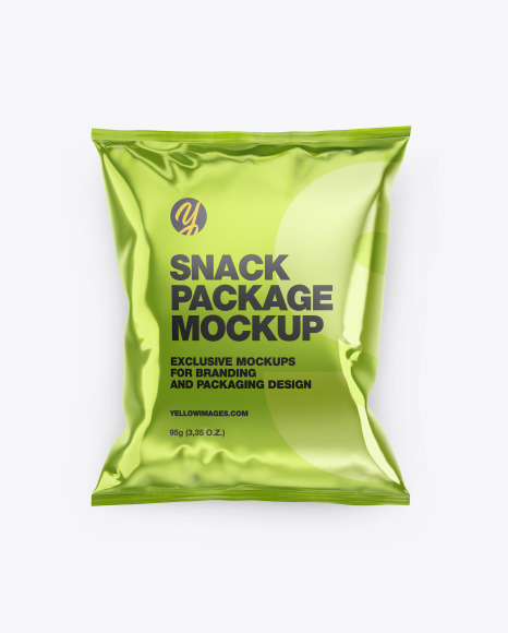 Glossy Metallic Snack Package Mockup