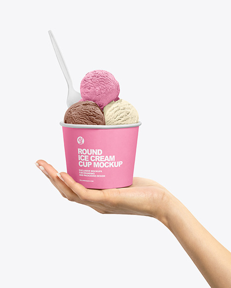 Paper Ice Cream Cup in Hand Mockup